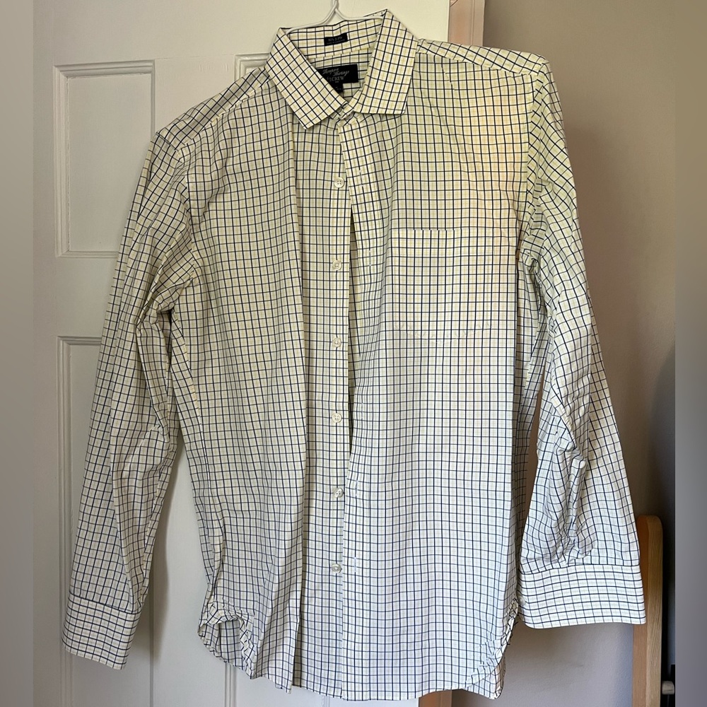 Yellow blue and white j crew men’s dress shirt size medium